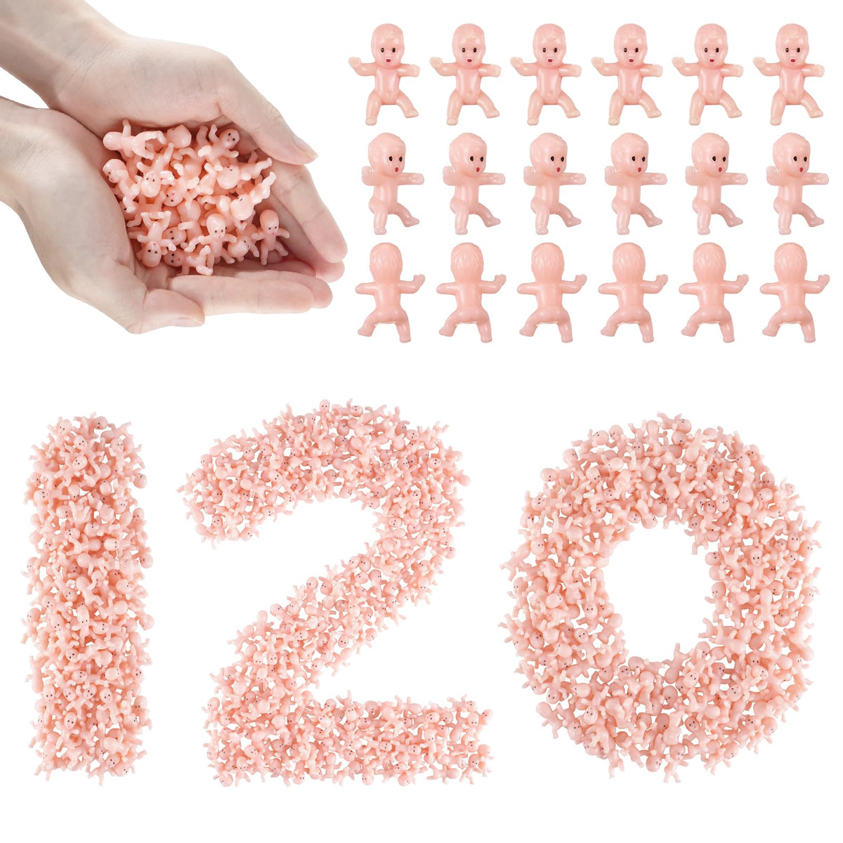 ZJJZGYXINTAI 120 Pcs Plastic Babies for Games – 1-Inch Mini Baby Figurines for Baby Shower, Ice Cubes, and King Cake Decor