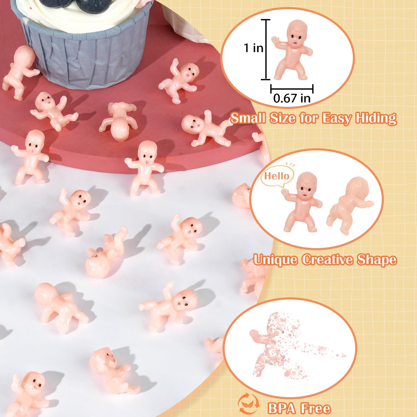 ZJJZGYXINTAI 120 Pcs Plastic Babies for Games – 1-Inch Mini Baby Figurines for Baby Shower, Ice Cubes, and King Cake Decor