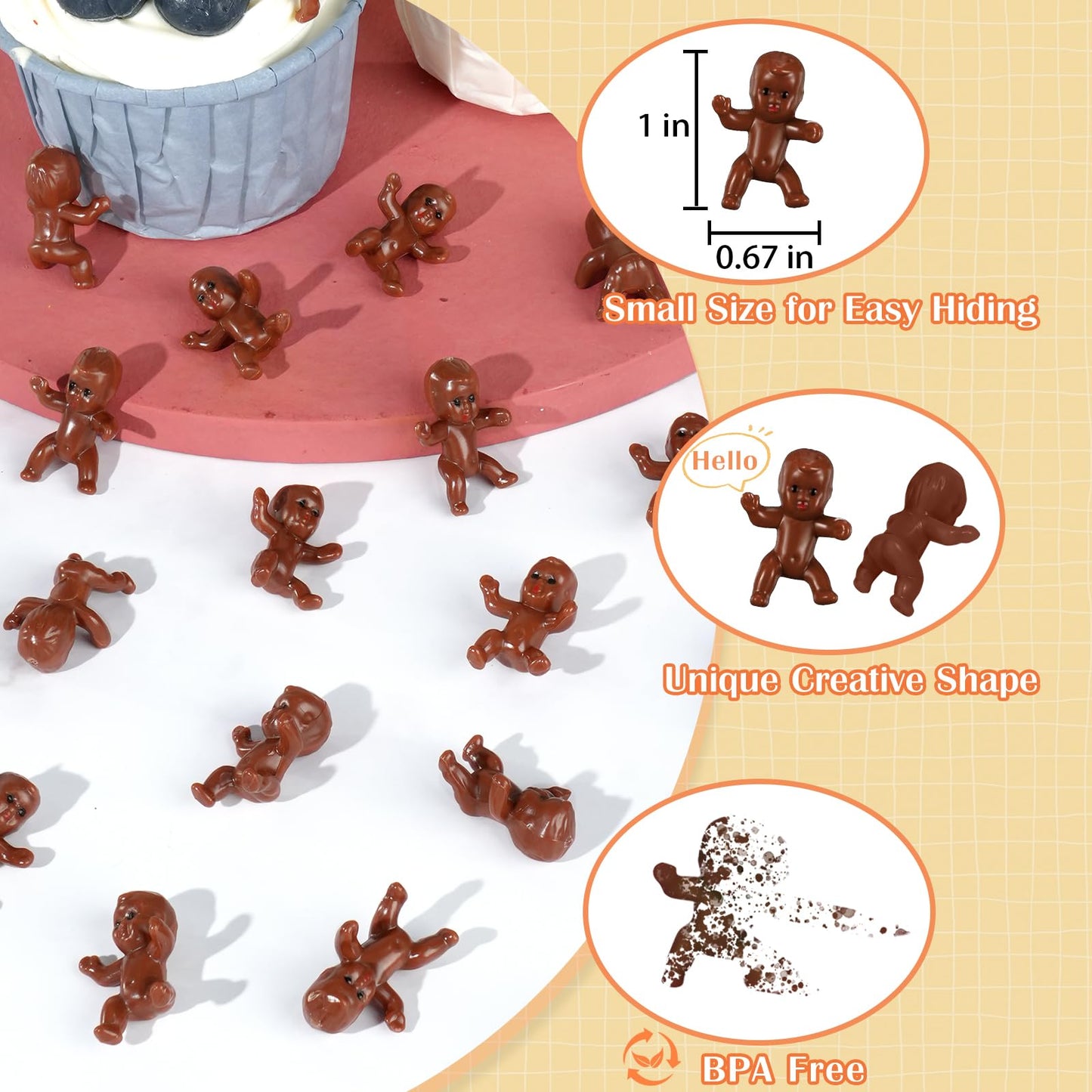 ZJJZGYXINTAI 100 Mini Baby Figurines for Baby Shower Games, King Cake & Ice Cube