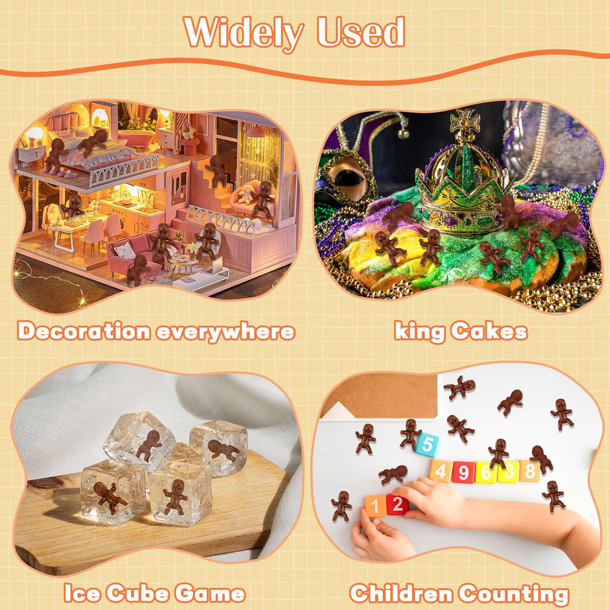 ZJJZGYXINTAI 100 Mini Baby Figurines for Baby Shower Games, King Cake & Ice Cube