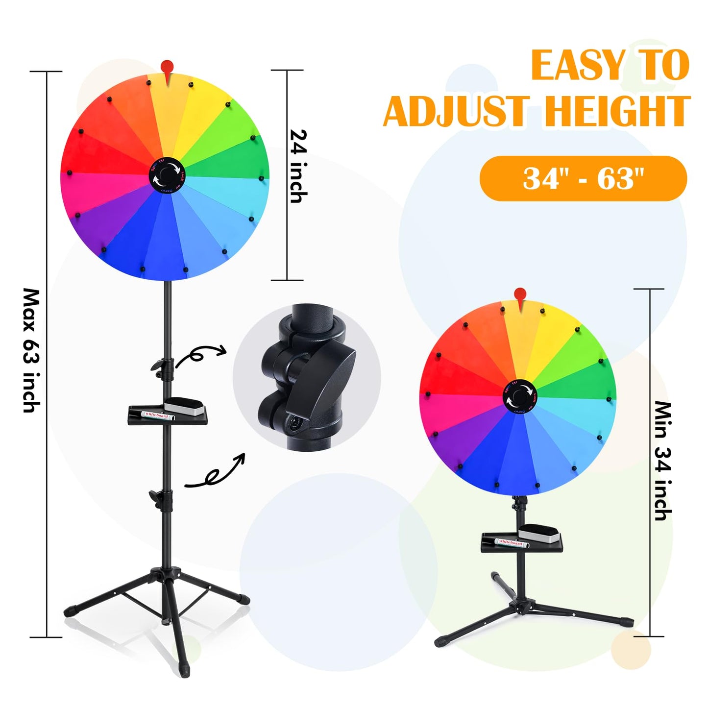 ZJJZGYXINTAI 24-Inch Prize Wheel Spinner with Stand — 14-Slot Colorful Spin Wheel for Trade Shows and Classrooms