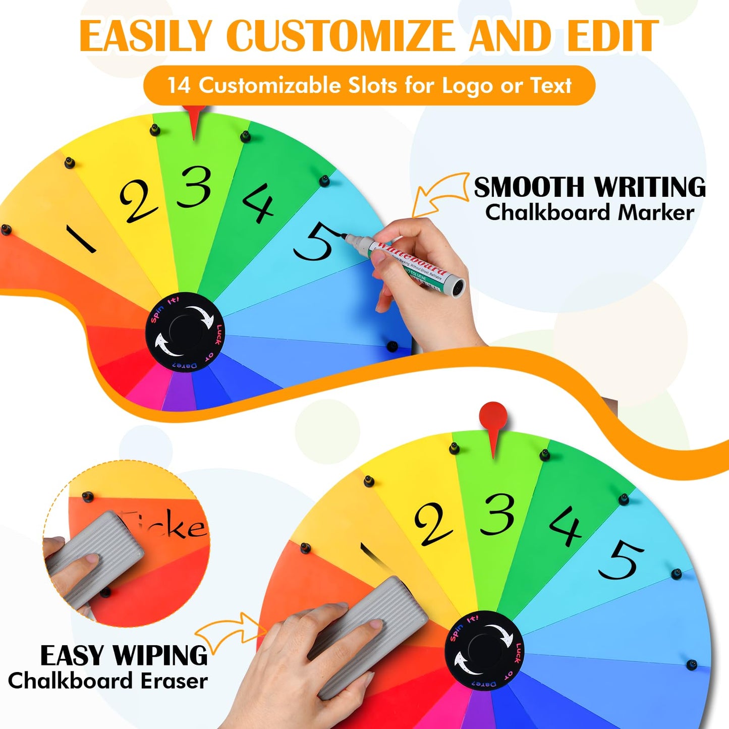 ZJJZGYXINTAI 24-Inch Prize Wheel Spinner with Stand — 14-Slot Colorful Spin Wheel for Trade Shows and Classrooms