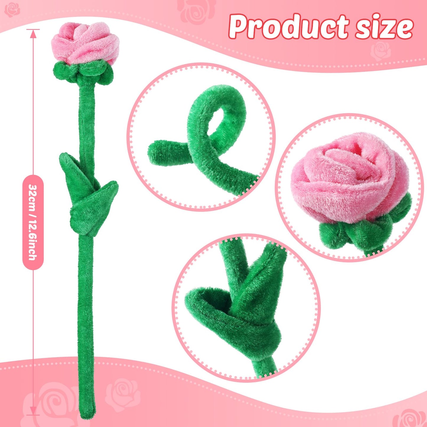 ZJoey 18 Pcs Plush Rose Bouquet with Bendable Stems – Soft Floral Gift for Home & Gift-Giving