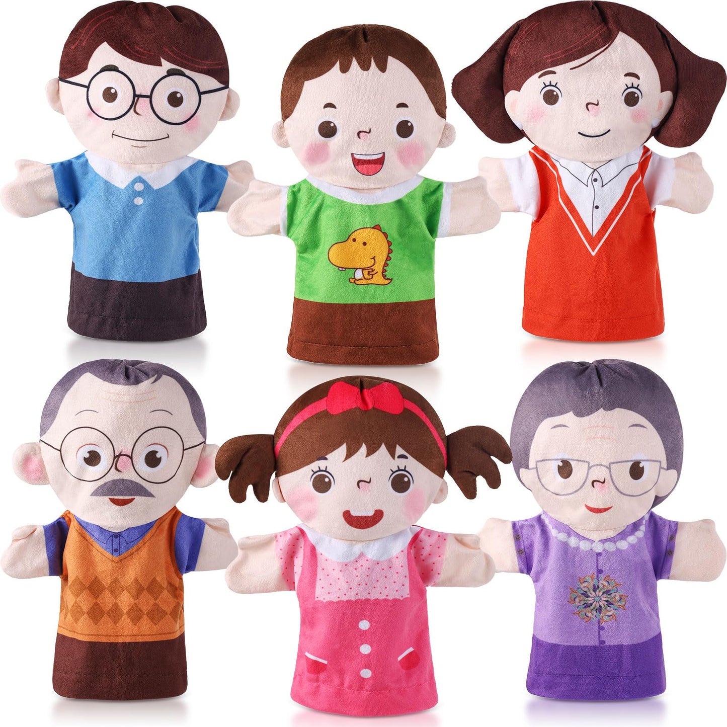 ZJoey 6 Pcs Family Hand Puppets – 10 Inch Plush Storytelling Toys for Kids