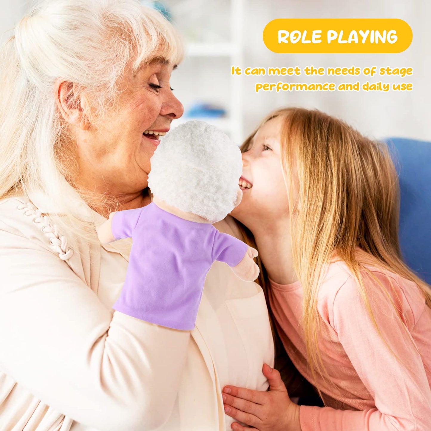 ZJoey 6-Piece Family Hand Puppets, 12-Inch Plush Puppets for Kids Storytelling & Pretend Play