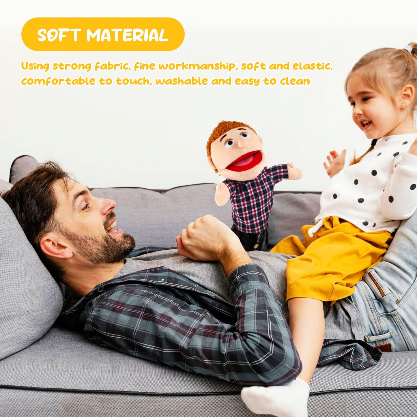 ZJoey 12-Inch Family Hand Puppets – 6 Plush Characters for Storytelling & Pretend Play