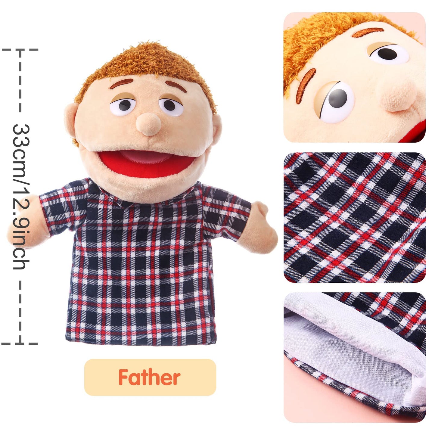 ZJoey 12-Inch Family Hand Puppets – 6 Plush Characters for Storytelling & Pretend Play