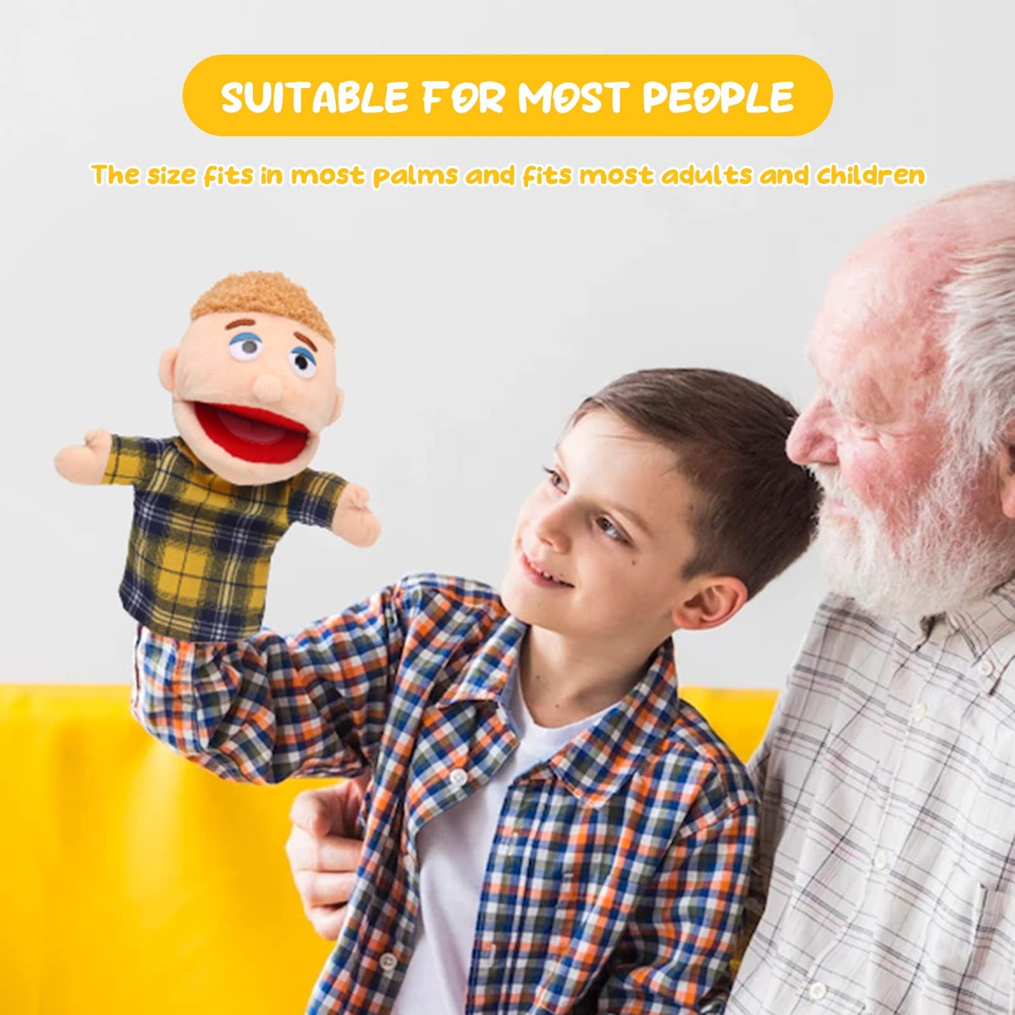 ZJoey 12-Inch Family Hand Puppets – Plush 6-Piece Set for Storytelling, Pretend Play & Classroom Fun