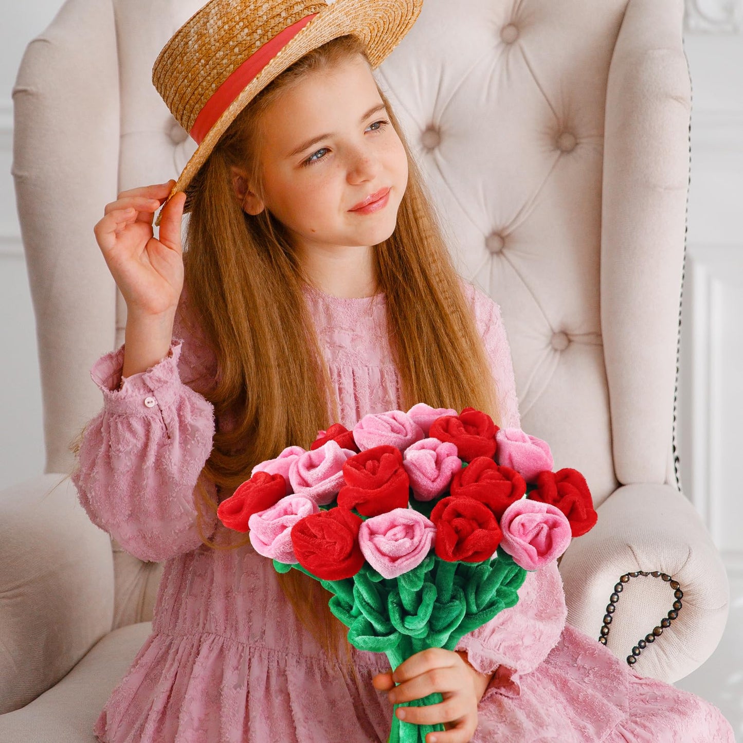 ZJoey 18 Pcs Plush Rose Bouquet with Bendable Stems – Soft Floral Gift for Home & Gift-Giving