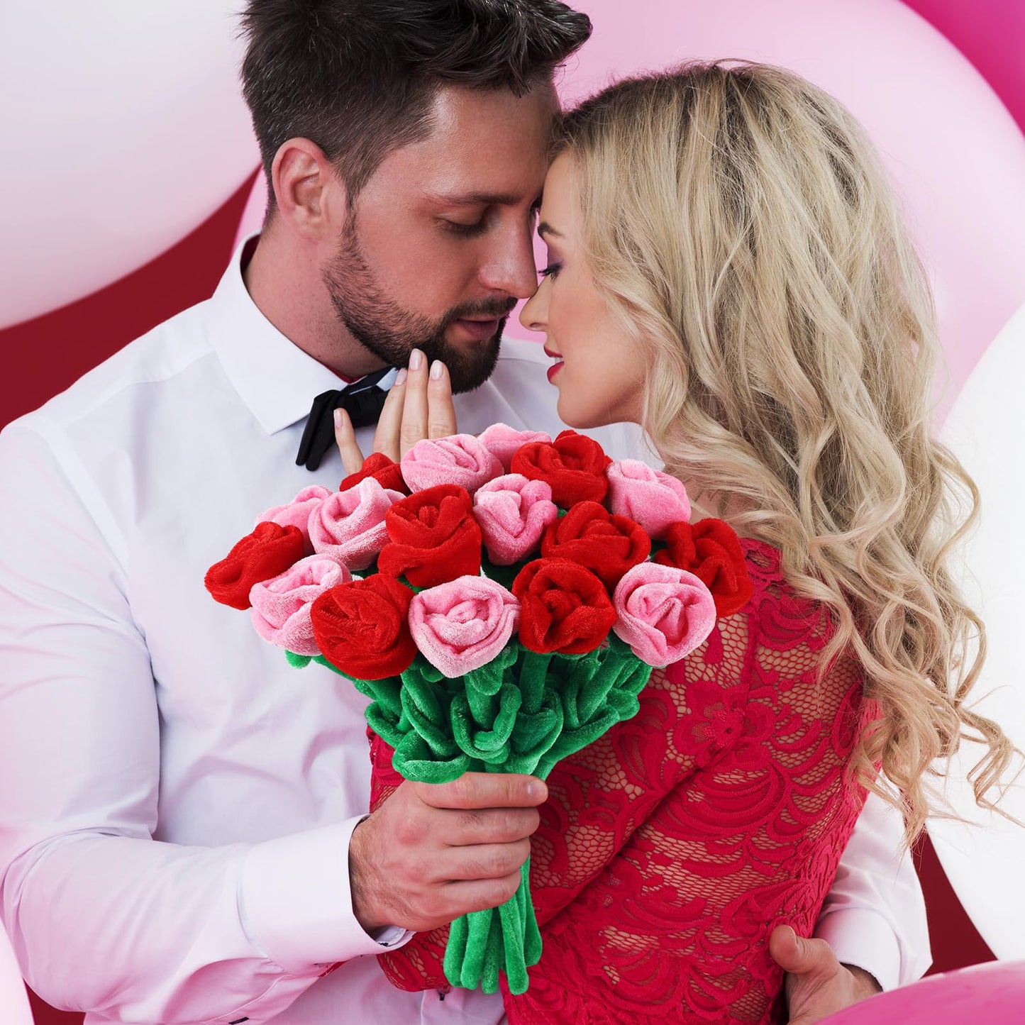 ZJoey 18 Pcs Plush Rose Bouquet with Bendable Stems – Soft Floral Gift for Home & Gift-Giving