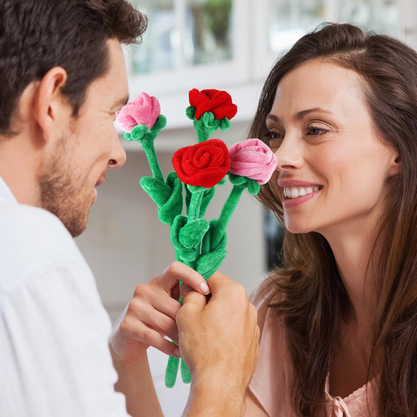 ZJoey 18 Pcs Plush Rose Bouquet with Bendable Stems – Soft Floral Gift for Home & Gift-Giving