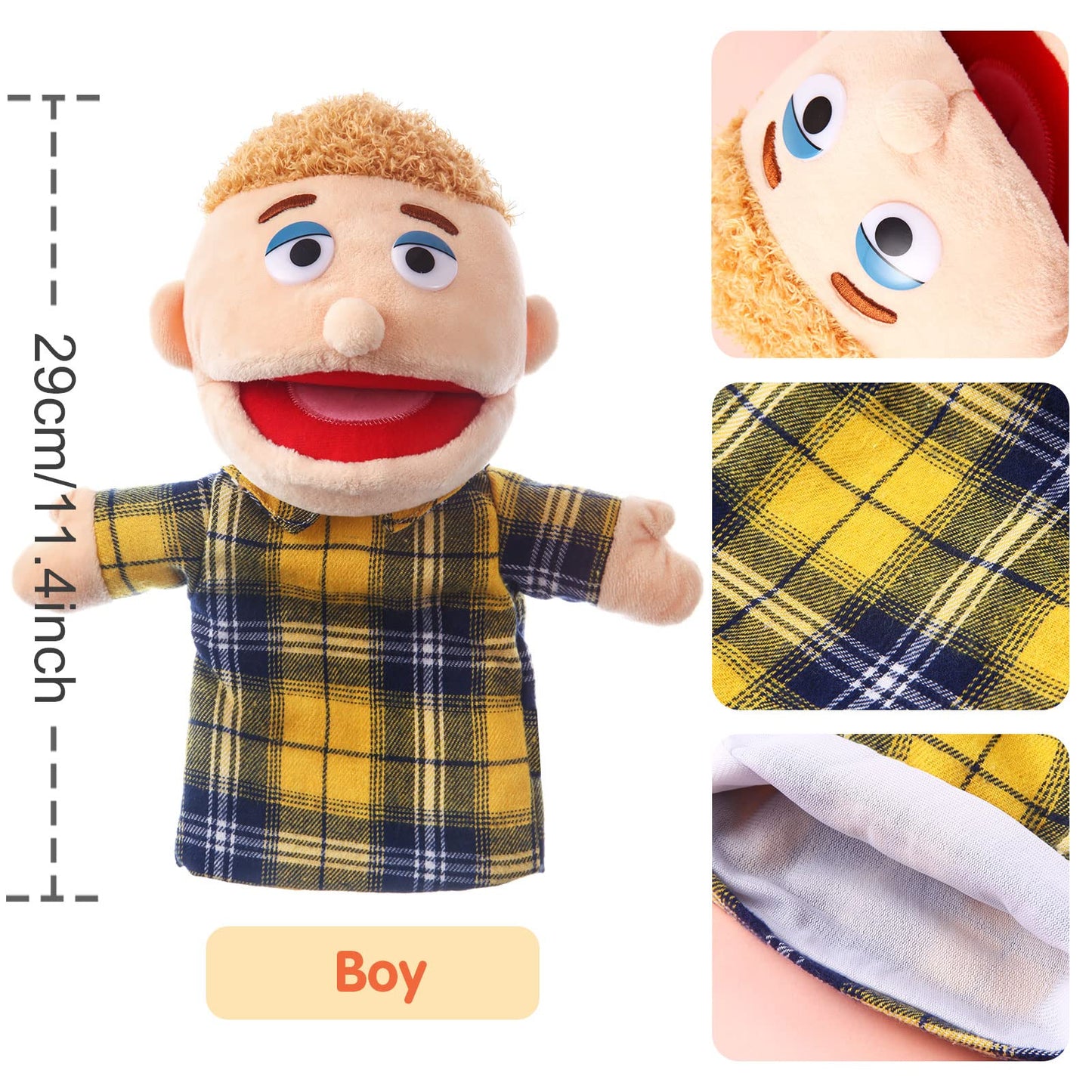 ZJoey 12-Inch Family Hand Puppets – Plush 6-Piece Set for Storytelling, Pretend Play & Classroom Fun