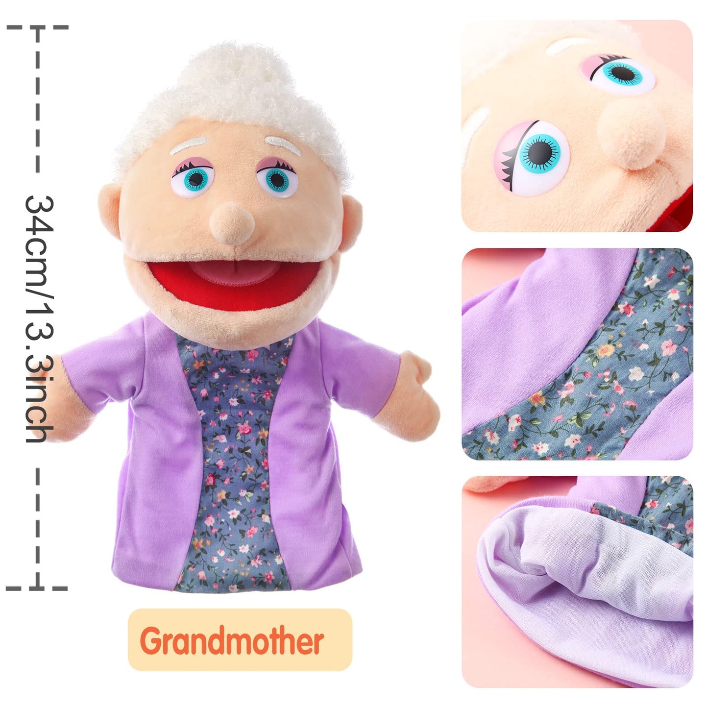 ZJoey 6-Piece Family Hand Puppets, 12-Inch Plush Puppets for Kids Storytelling & Pretend Play