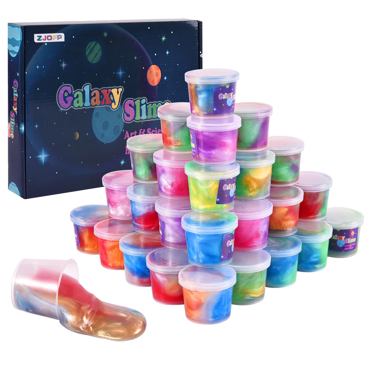 ZJOFP Kids Galaxy Slime Kit – 30-Pack Colorful Slime & Party Favors