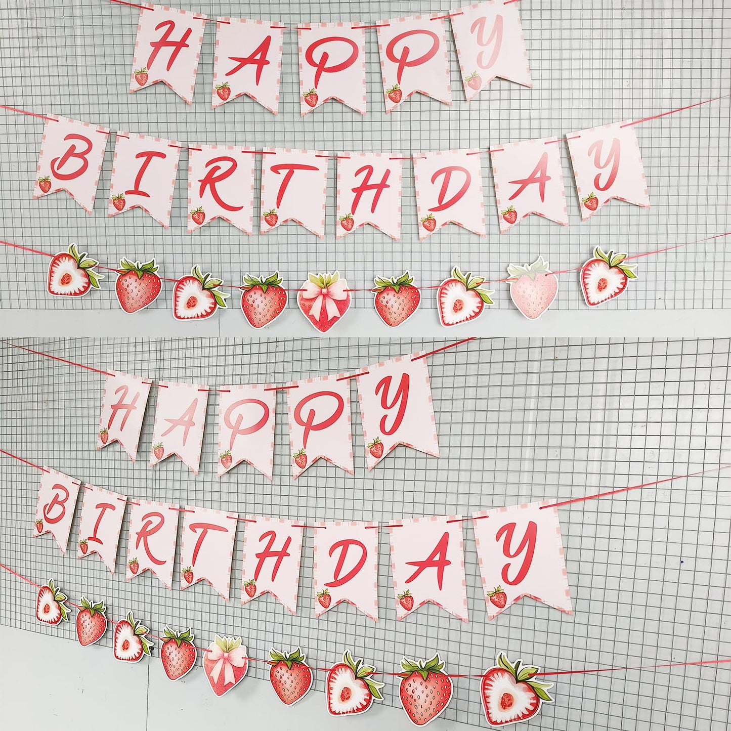 ZJRUI Strawberry Hanging Banner Decorations – Red Berry Birthday Backdrop for Baby Shower & 1st Birthday