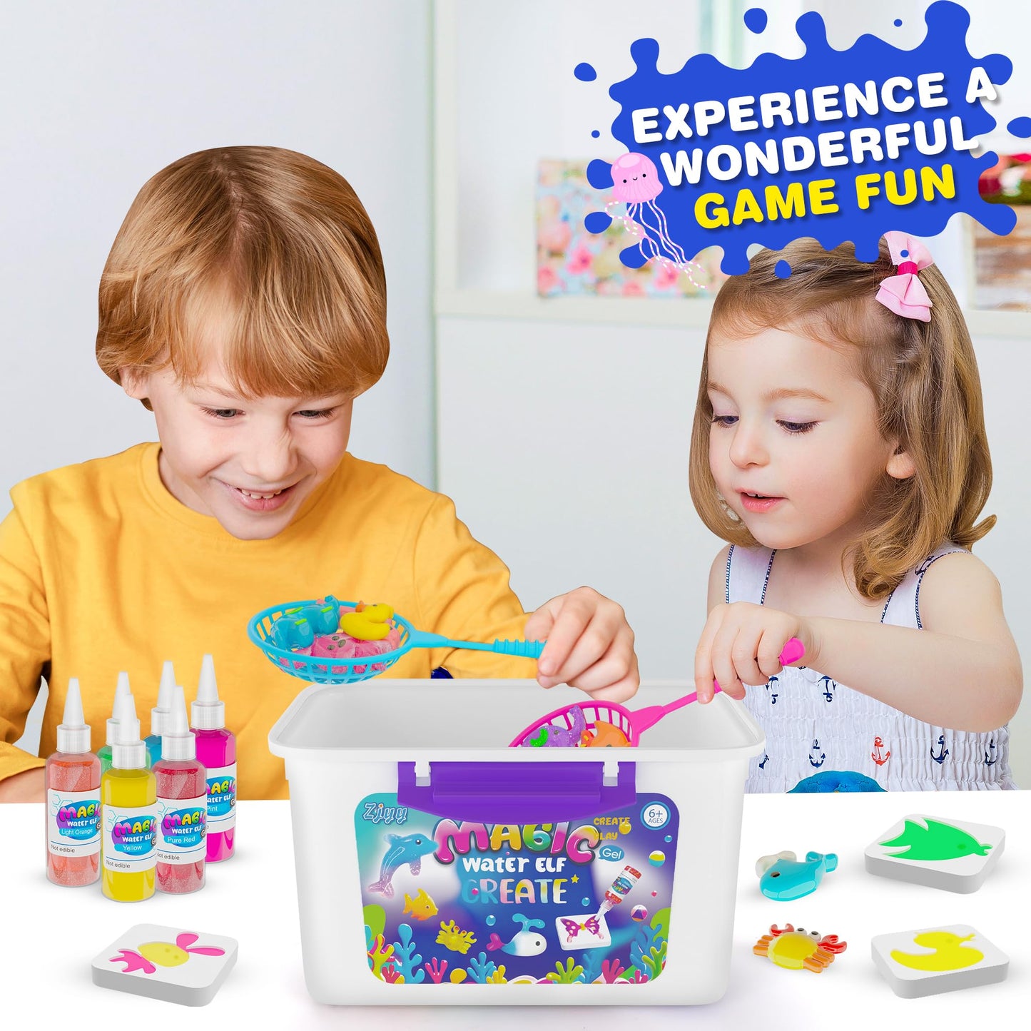 ZJYY Magic Water Elf Toy Kit – Water Gel Set with 24 Hydrogels & 18 Molds (Ages 6+)