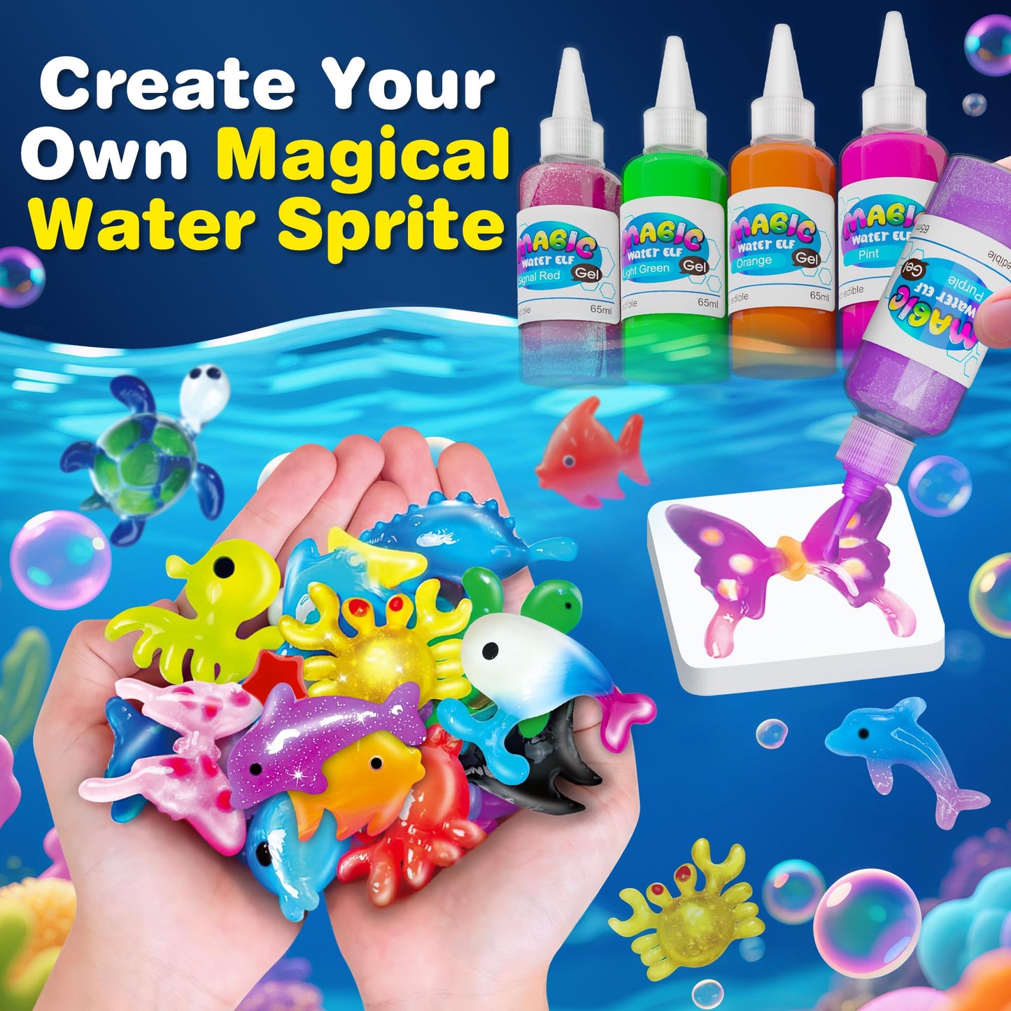 ZJYY Magic Water Elf Toy Kit – Water Gel Set with 24 Hydrogels & 18 Molds (Ages 6+)