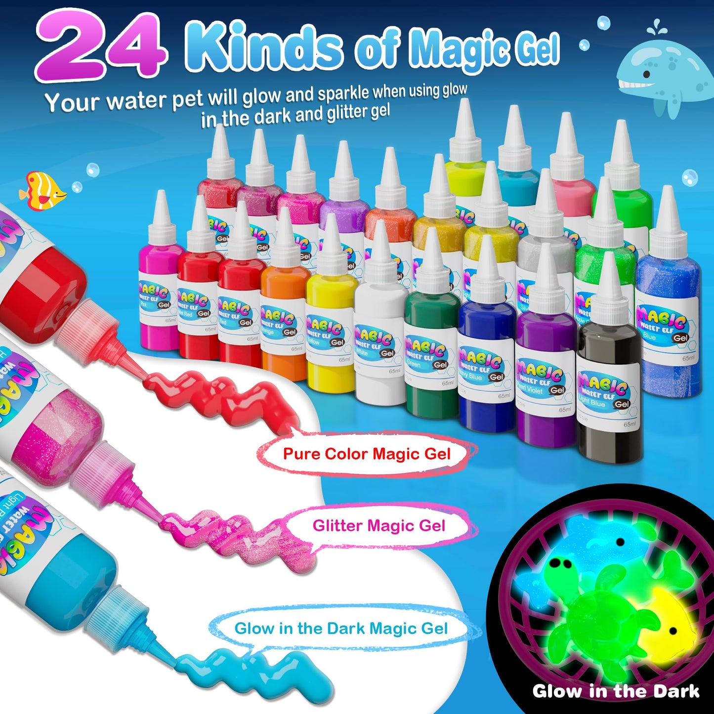 ZJYY Magic Water Elf Toy Kit – Water Gel Set with 24 Hydrogels & 18 Molds (Ages 6+)