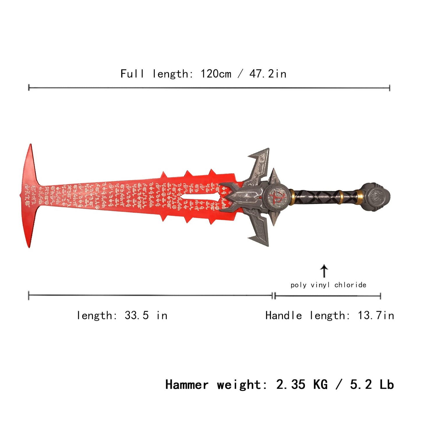 ZKBWFLA Switch Game Cosplay Props — PVC Crucible Blade Replica, Hand Forged, 47.2in