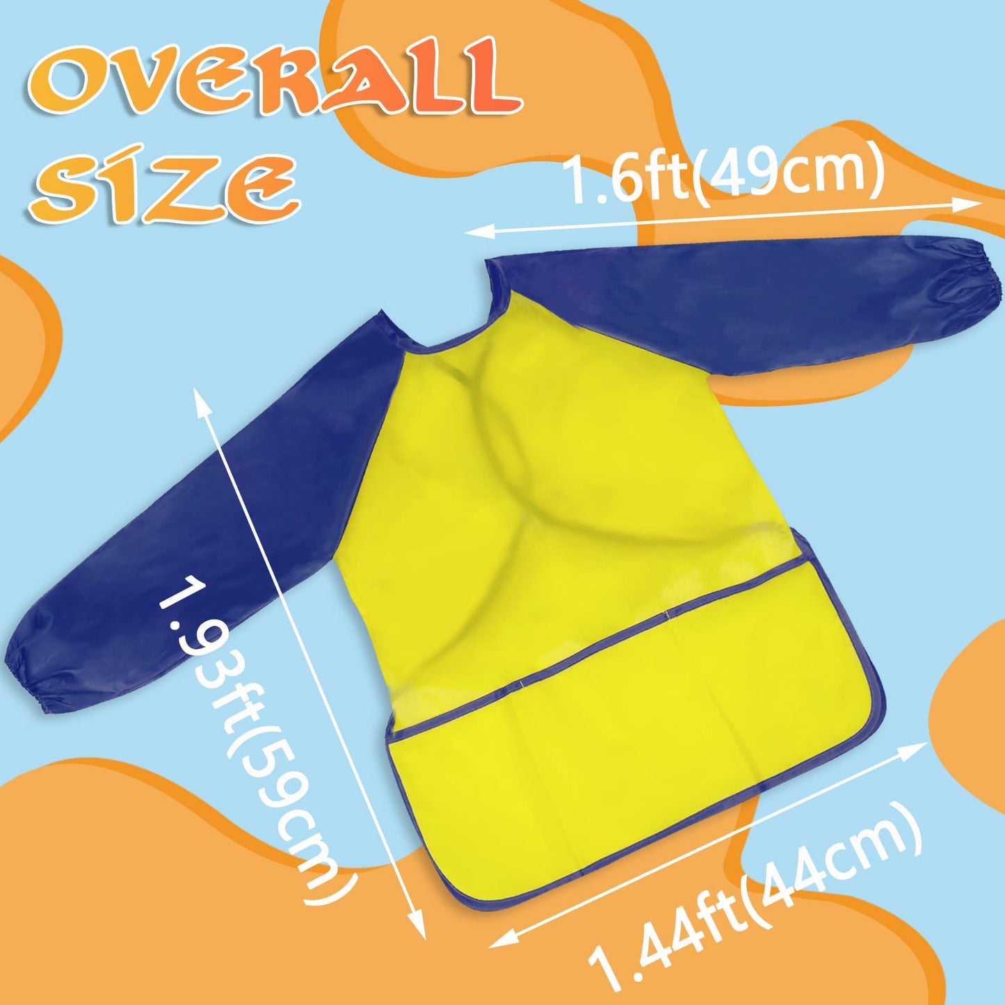 Zkptops 12-Pack Kids Art Smocks - Waterproof Long-Sleeve Painting Aprons with 3 Pockets (Ages 3-7)