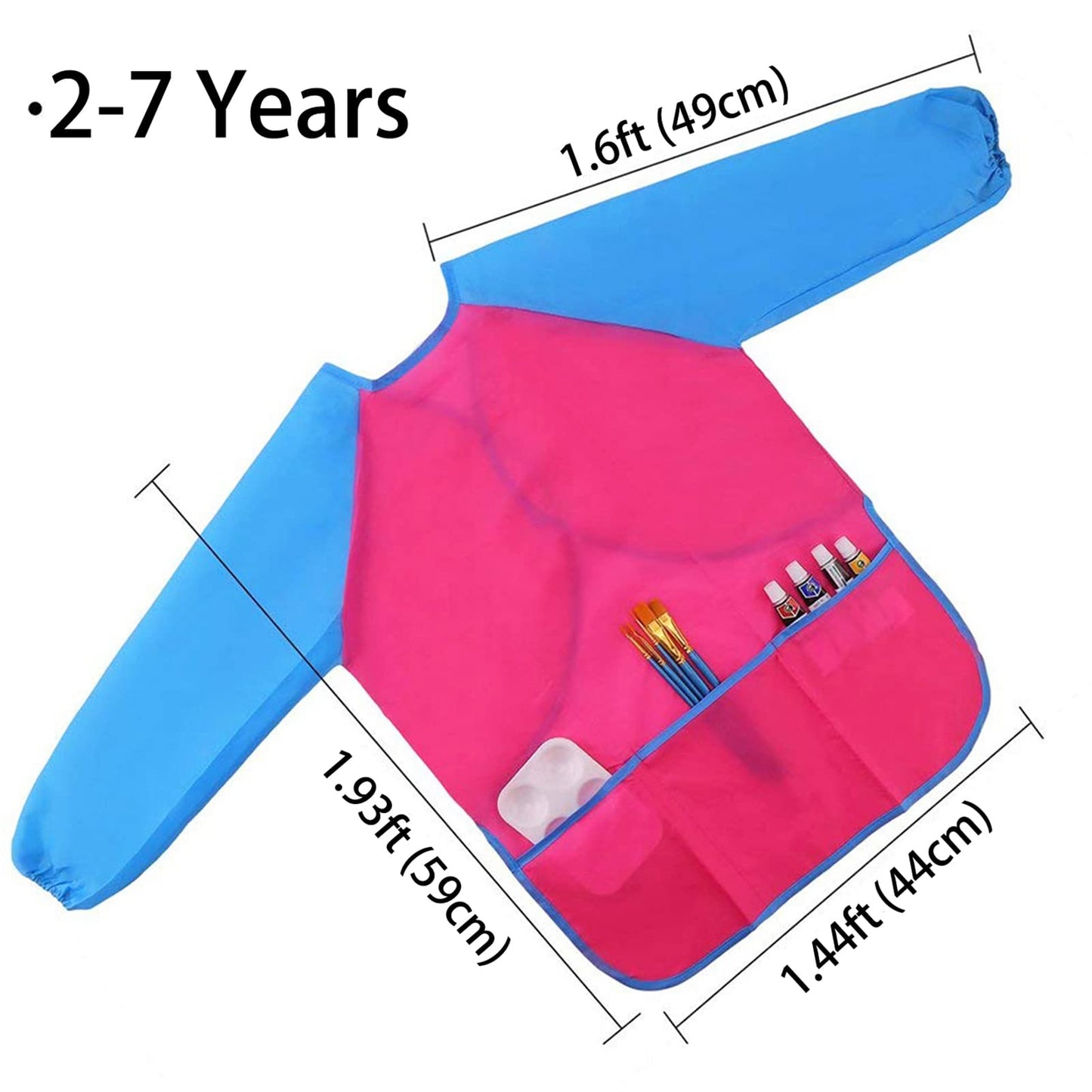 Zkptops 6 Pack Kids Art Smocks – Waterproof Long-Sleeve Painting Aprons