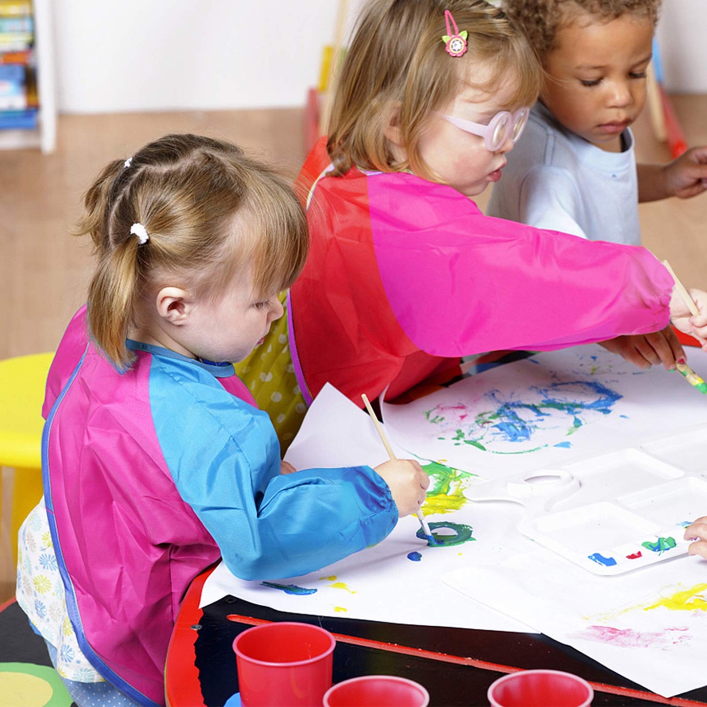 Zkptops 6 Pack Kids Art Smocks – Waterproof Long-Sleeve Painting Aprons