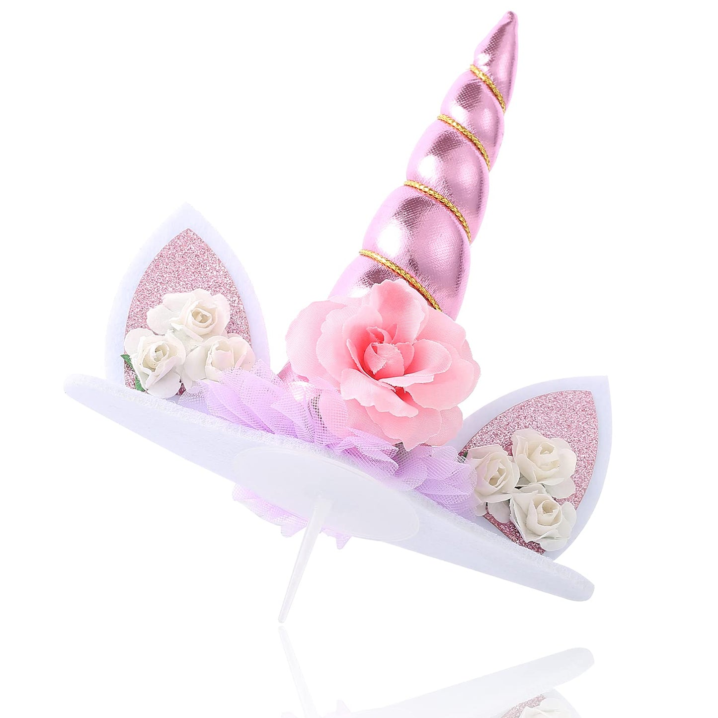 Zkptops Unicorn Cake Topper – Handmade Pink Unicorn with Eyelashes, 5.8-Inch