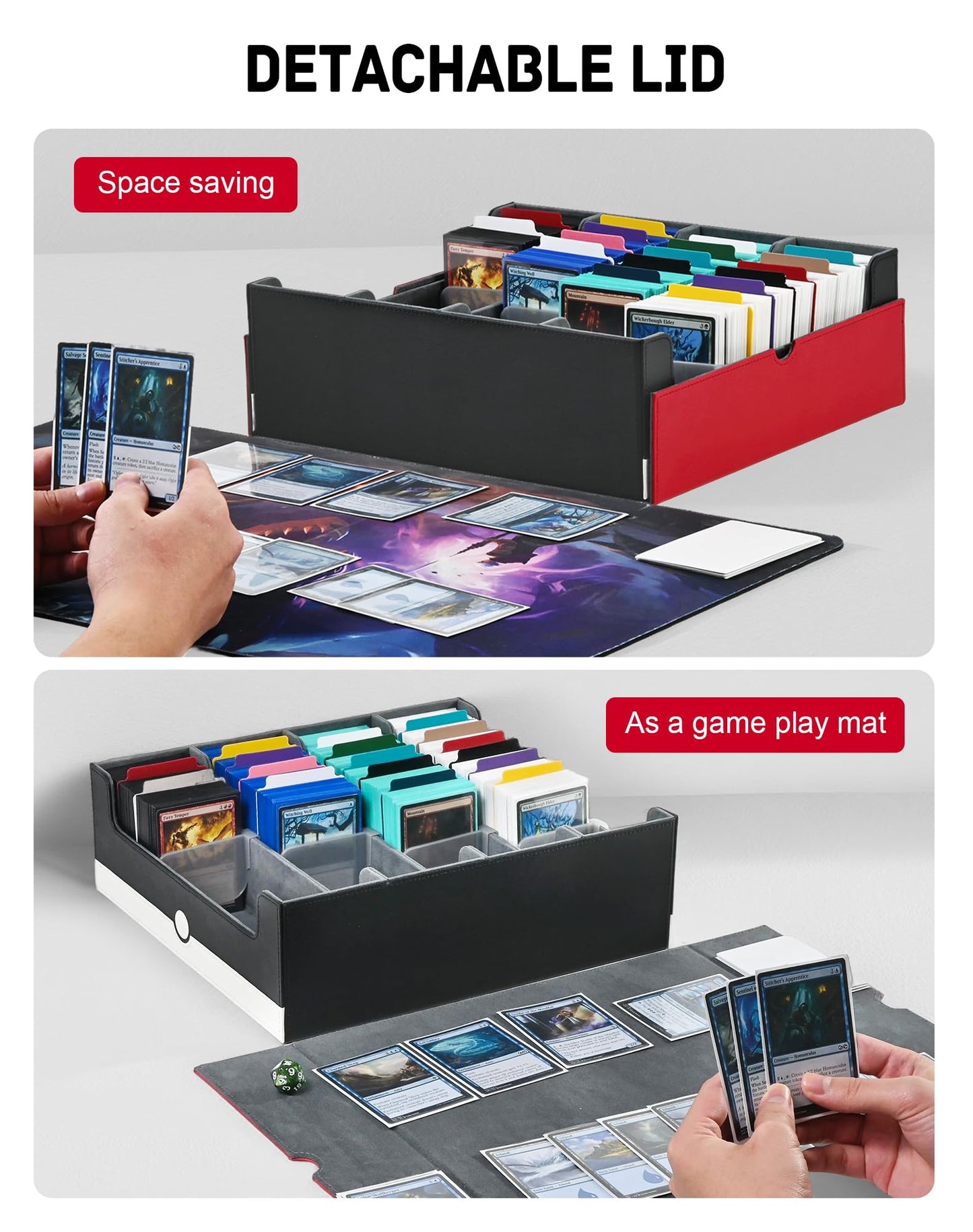 ZLCA Card Storage Box – 3200+ Capacity MTG Deck Case with 4 Stoppers
