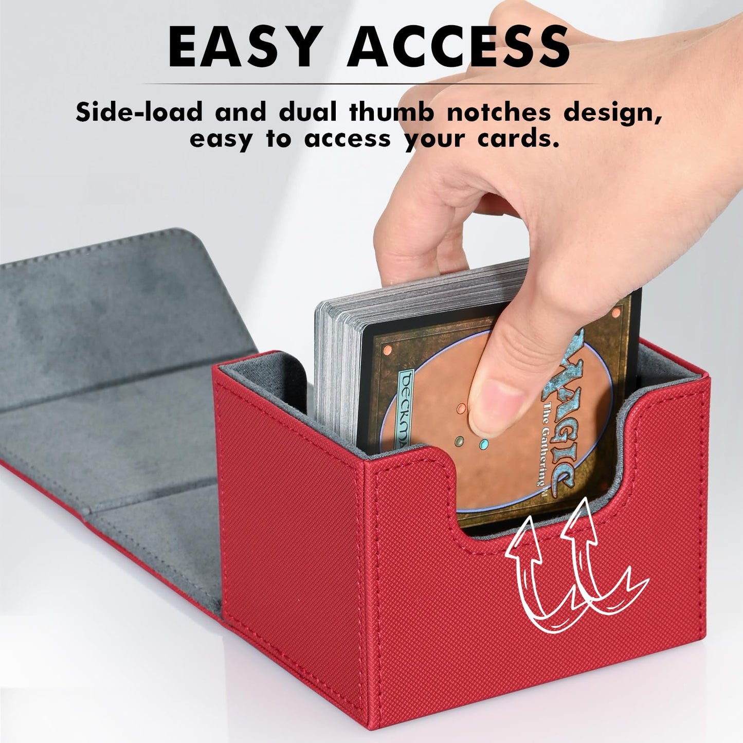 ZLCA Leather Magnetic Deck Box – Holds 120+ Single-Sleeved Cards for MTG and Other TCGs