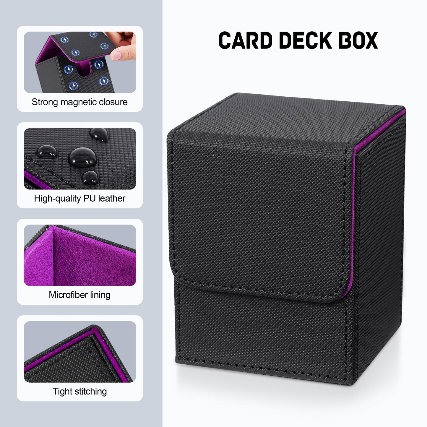 ZLCA Card Deck Box – Leather PU, Magnetic Closure, 80+ Card Capacity for MTG/TCG