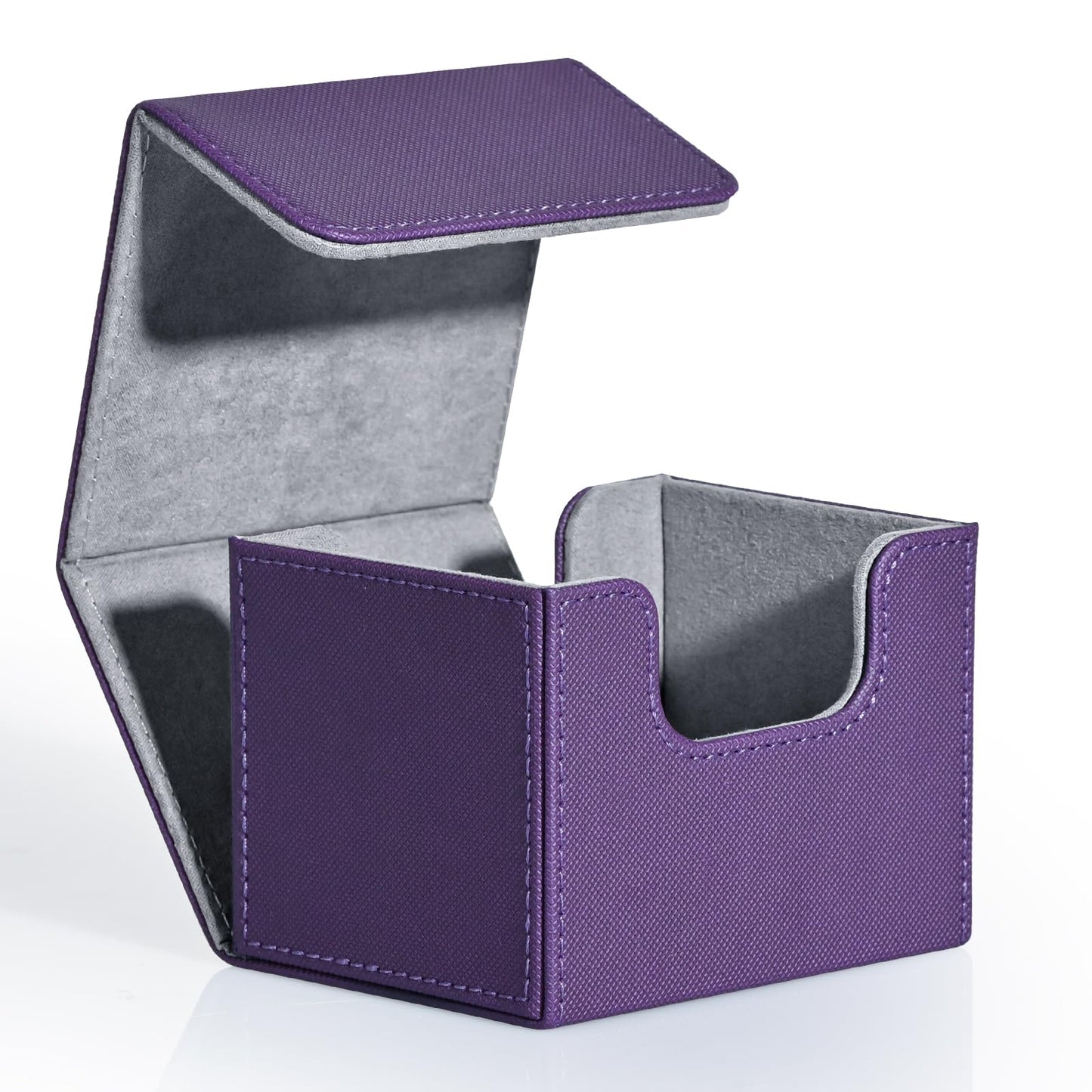 ZLCA Leather Magnetic Card Deck Box – Holds 120+ Single-Sleeved MTG Cards (Purple)