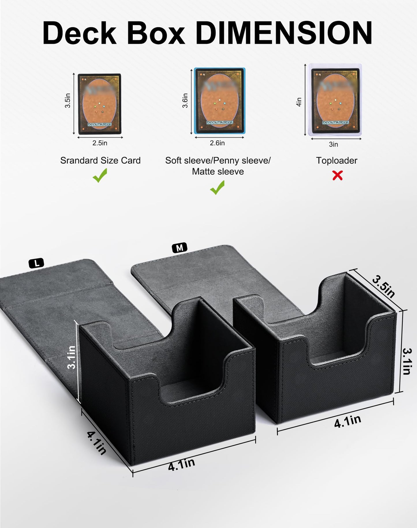 ZLCA Card Deck Box with 2 Dividers – Holds 150+ Cards, PU Leather, Magnetic Closure (Black)