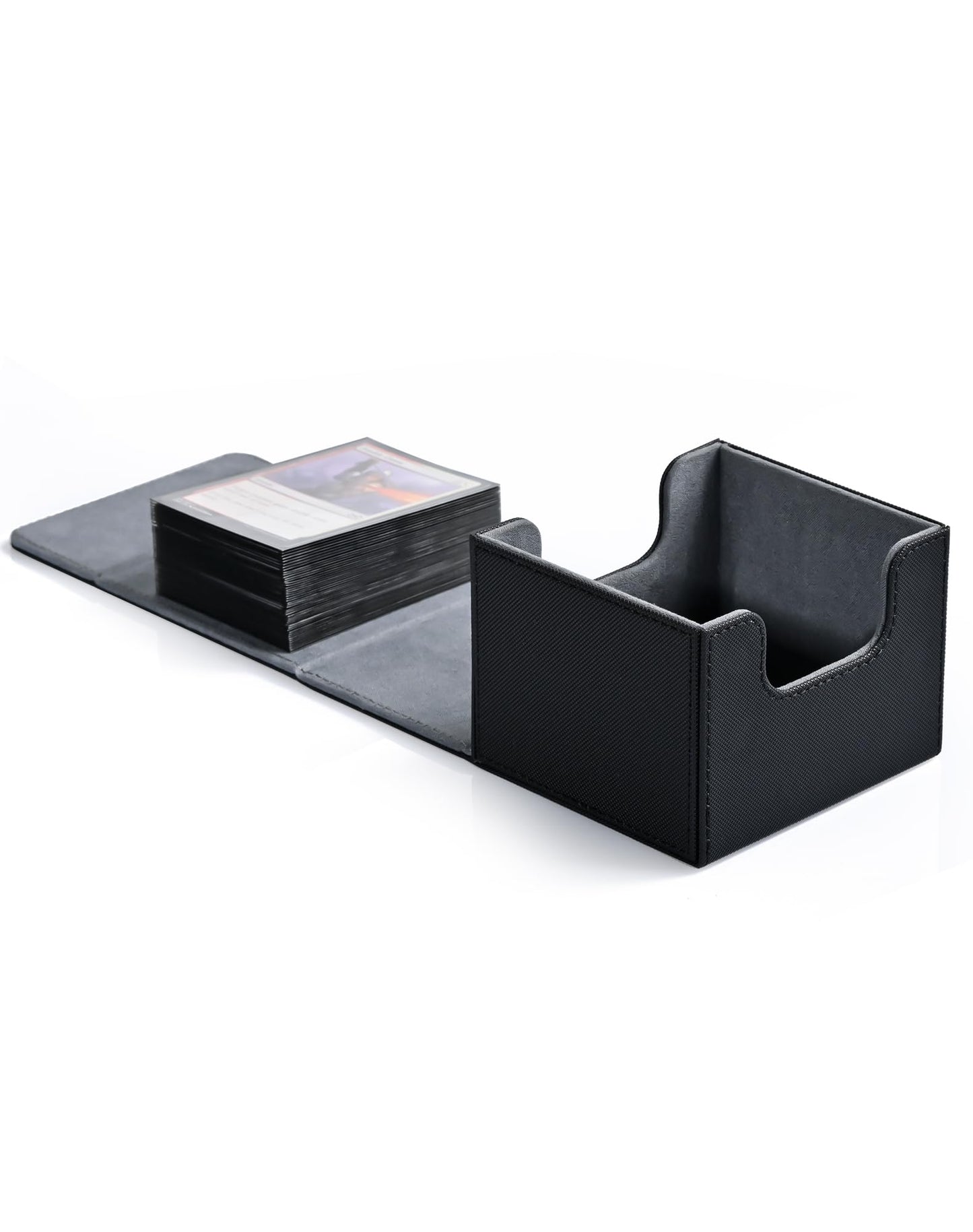 ZLCA Card Deck Box with 2 Dividers – Holds 150+ Cards, PU Leather, Magnetic Closure (Black)