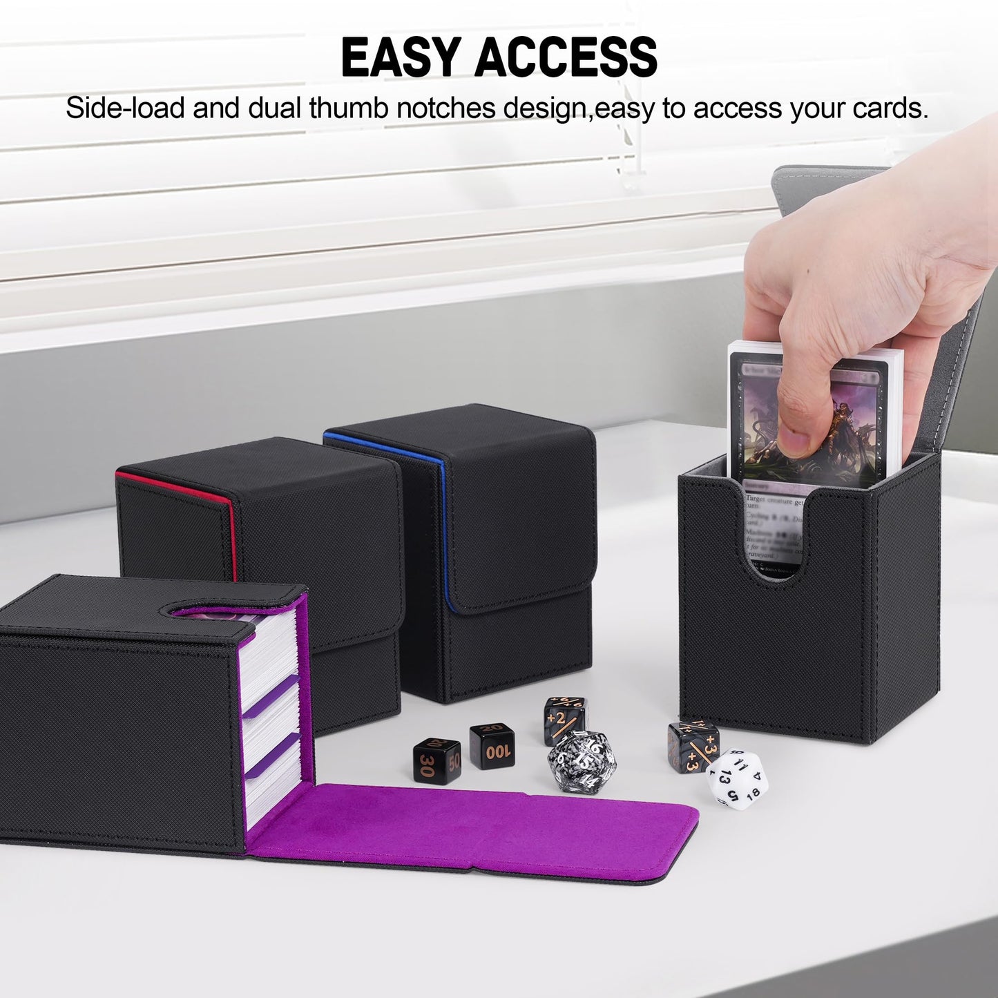 ZLCA Card Deck Box – Leather PU, Magnetic Closure, 80+ Card Capacity for MTG/TCG