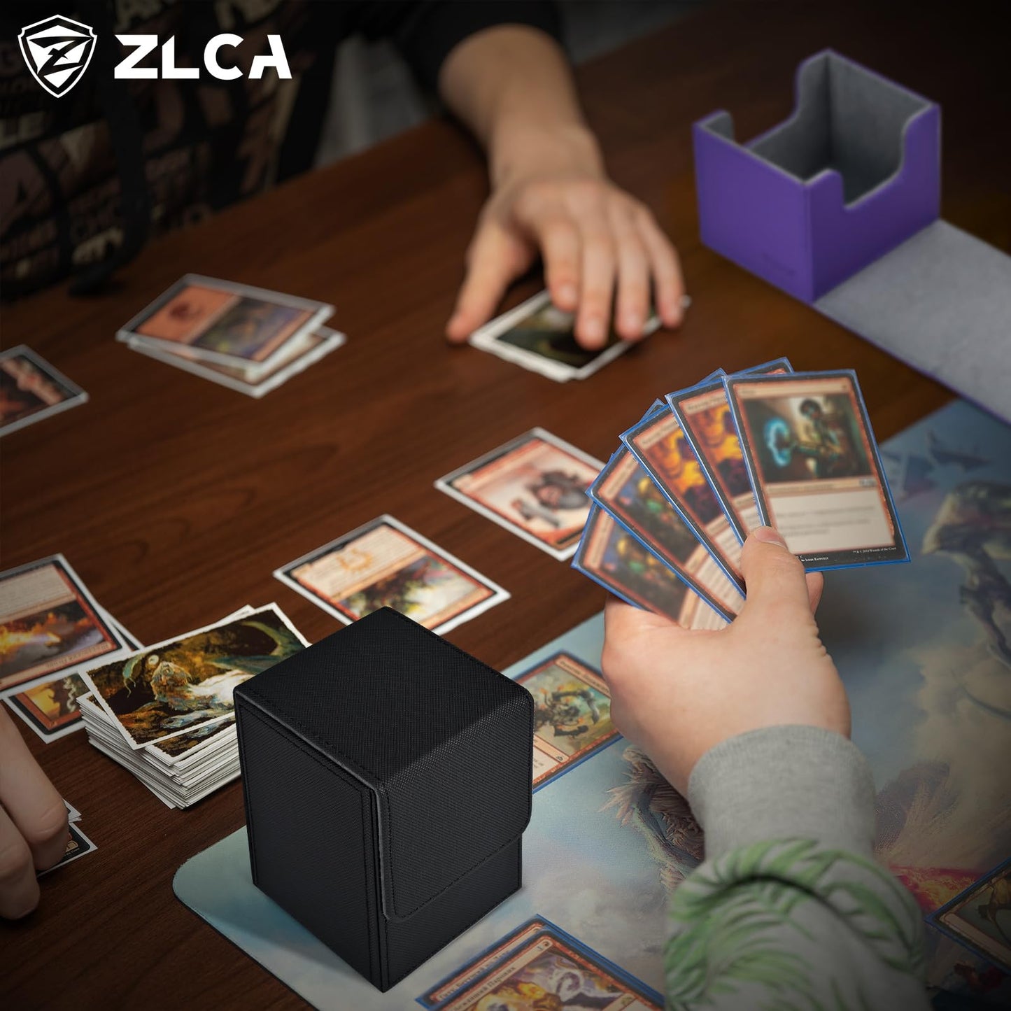 ZLCA Card Deck Box – Magnetic PU Leather Case for 100+ Cards (MTG, Yu-Gi-Oh!, CCG)