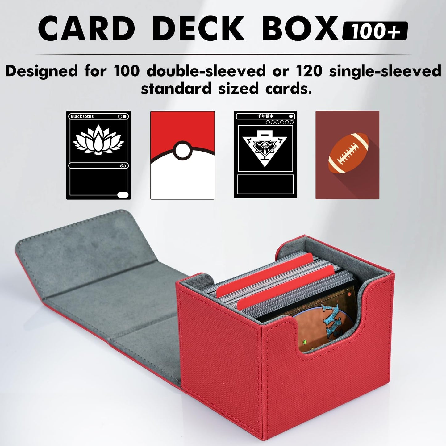 ZLCA Leather Magnetic Deck Box – Holds 120+ Single-Sleeved Cards for MTG and Other TCGs