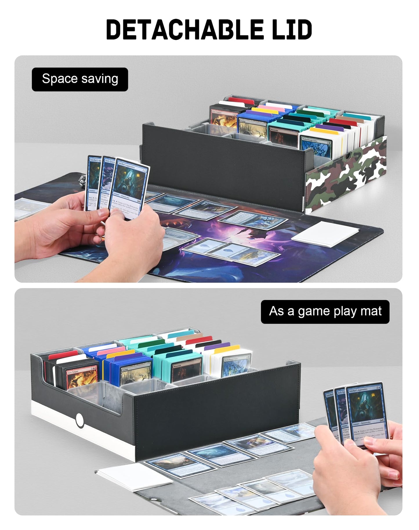 ZLCA Card Storage Box for MTG PTCG – 3200+ Capacity, Detachable Lid, 4 Stoppers