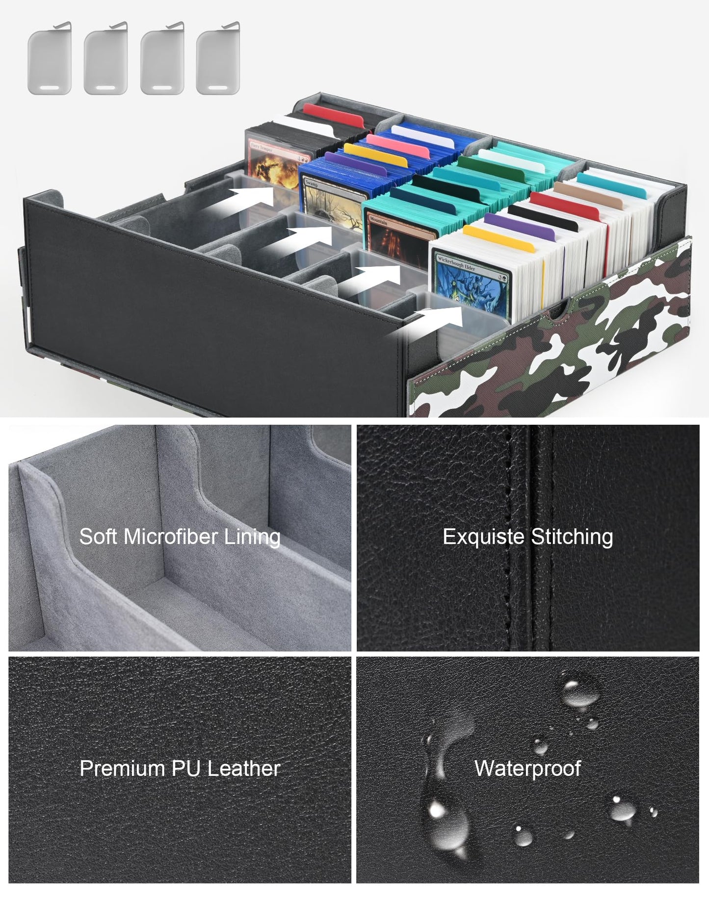 ZLCA Card Storage Box for MTG PTCG – 3200+ Capacity, Detachable Lid, 4 Stoppers