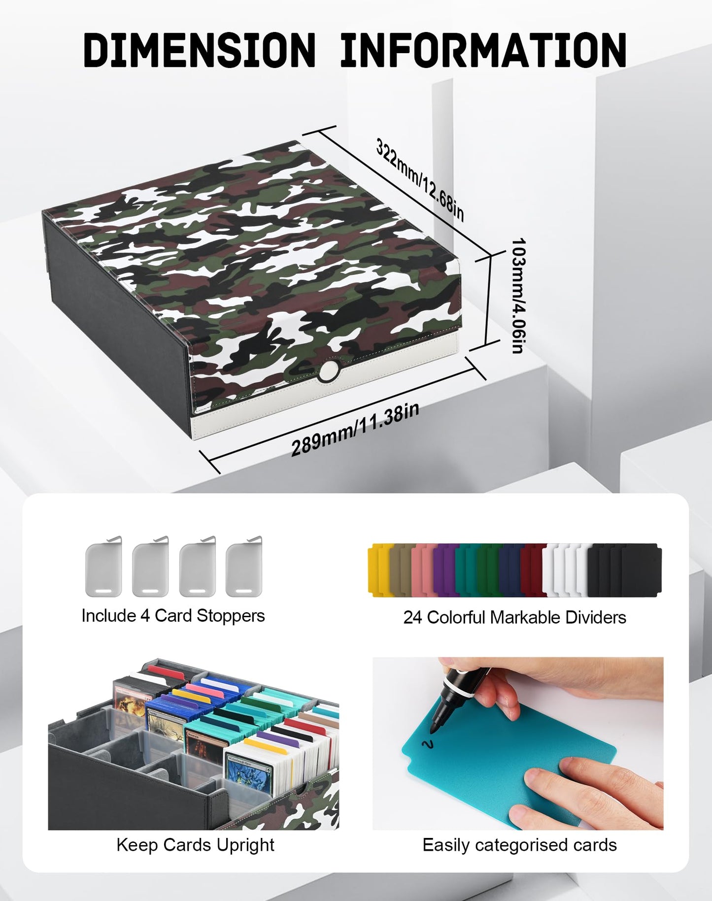ZLCA Card Storage Box for MTG PTCG – 3200+ Capacity, Detachable Lid, 4 Stoppers