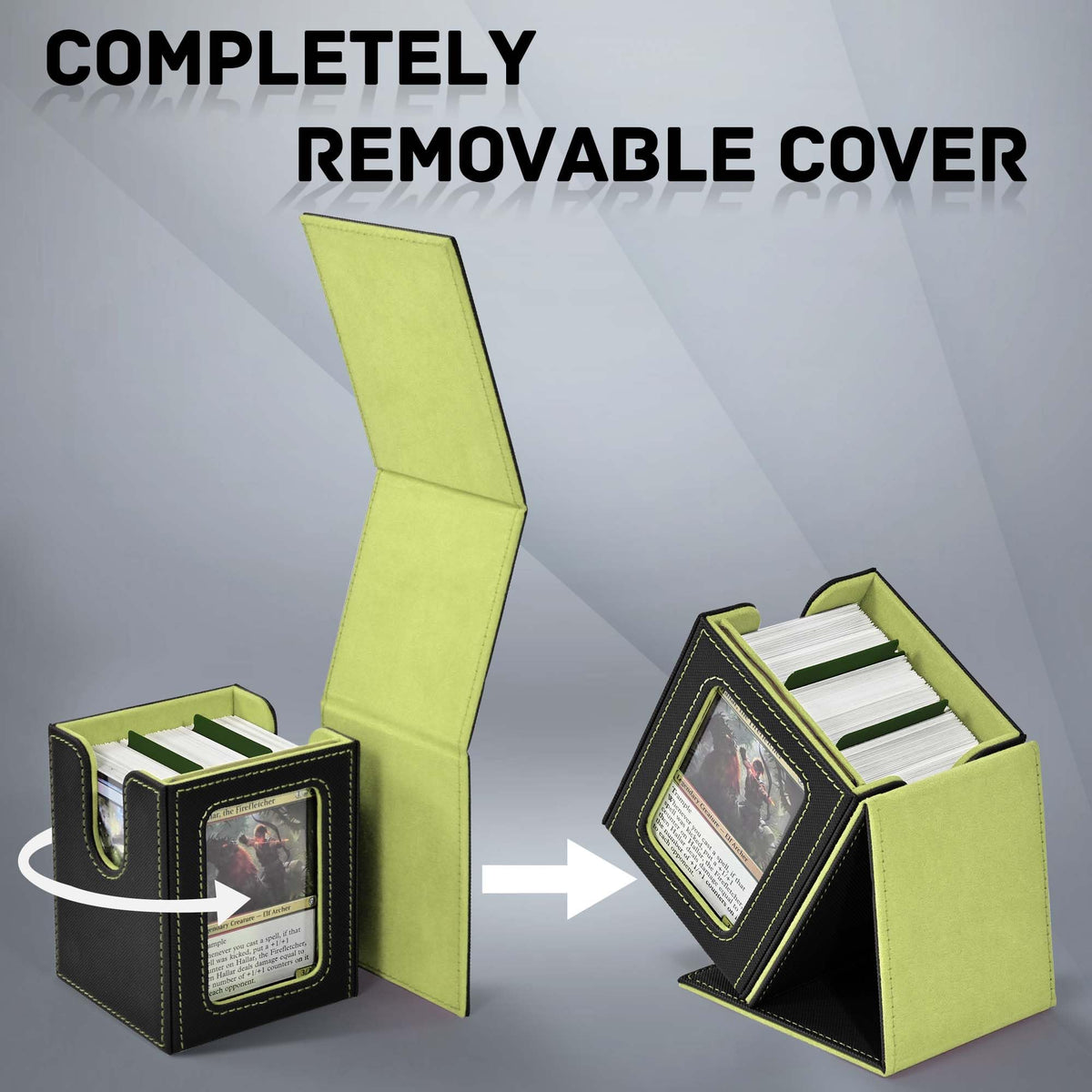 ZLCA MTG Deck Box with Commander Window Display – Holds 100+ Double-Sleeved Cards (Black & Green)