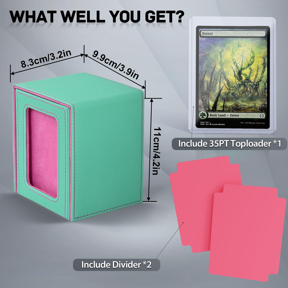 ZLCA MTG Deck Box with Commander Window Display – Holds 100+ Double-Sleeved Cards (Aqua & Pink)