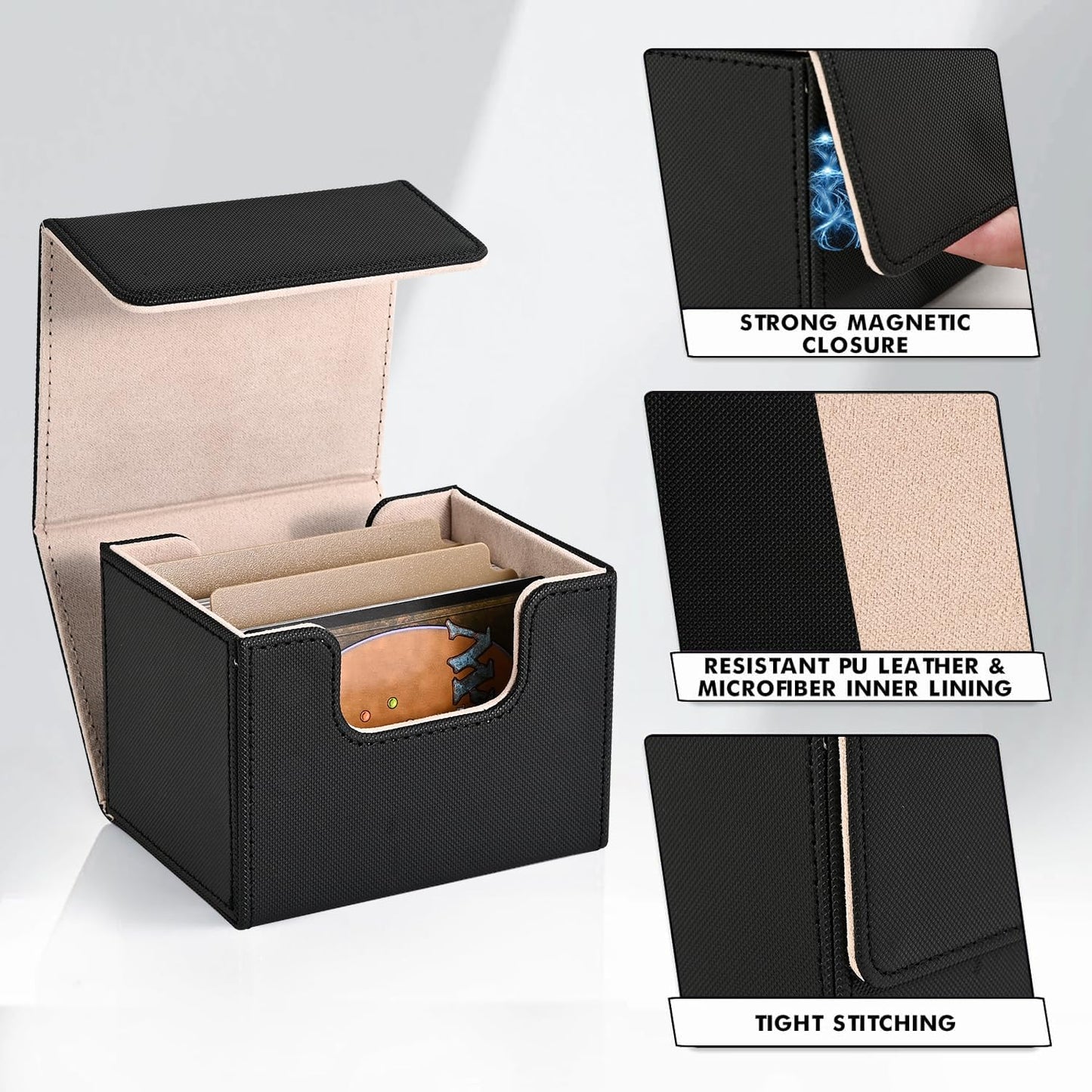 ZLCA Card Deck Box – Magnetic Leather Case for 120+ MTG Cards