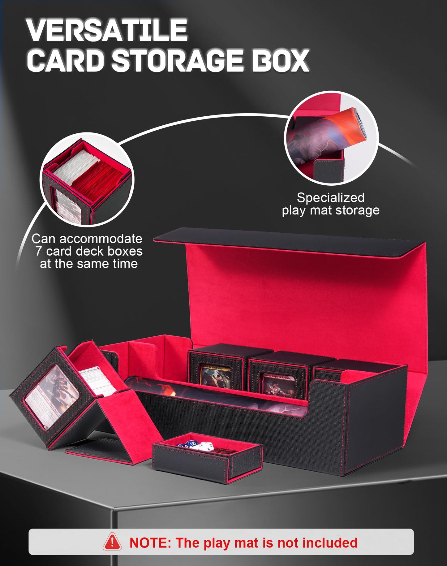 ZLCA MTG Card Storage Box 5 in 1 – Large Deck Case (Black/Red)