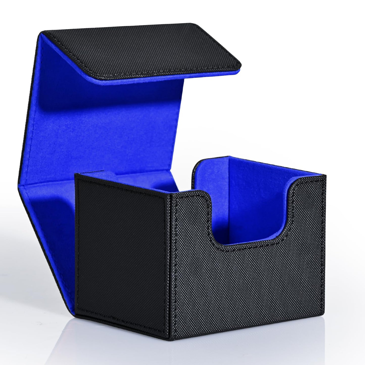 ZLCA Leather Magnetic MTG Deck Box – Holds 120+ Cards (Black & Blue)