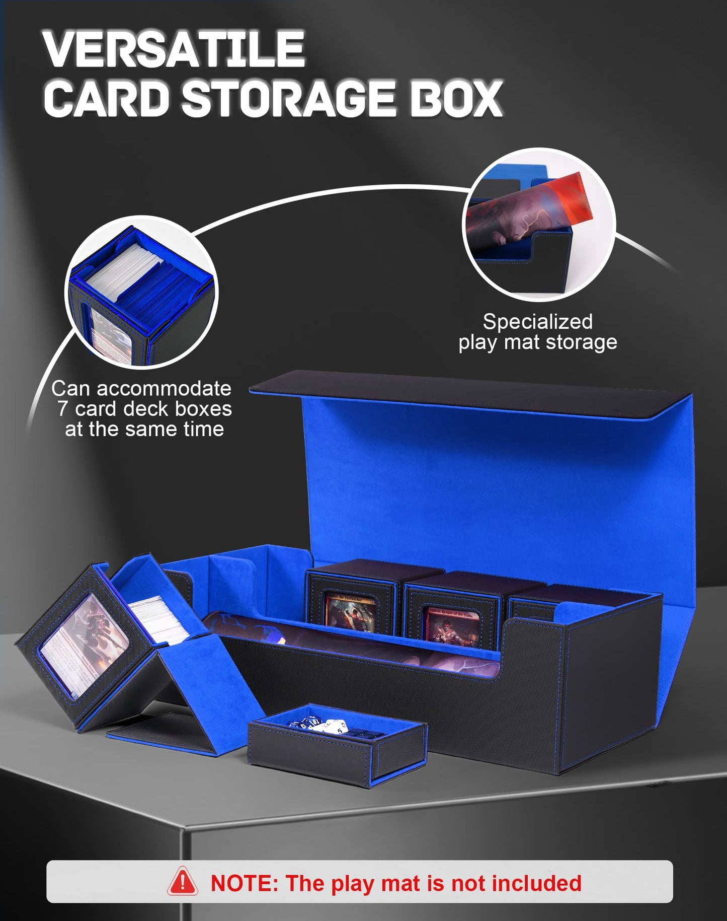 ZLCA MTG Deck Storage Box 5-in-1 | Large Case + 4 Commander Boxes, Magnetic Closure