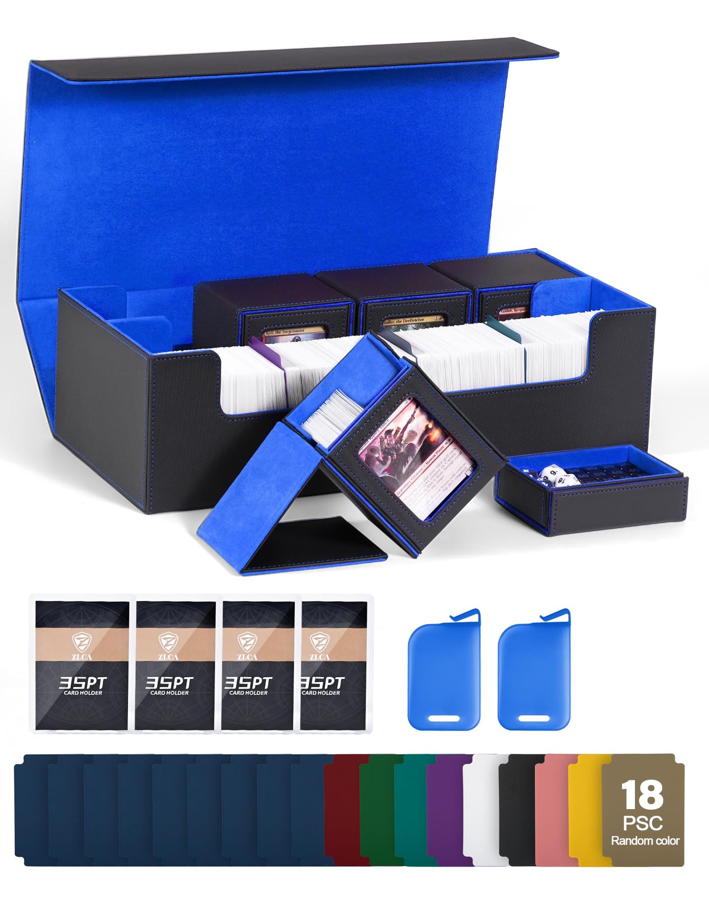 ZLCA MTG Deck Storage Box 5-in-1 | Large Case + 4 Commander Boxes, Magnetic Closure