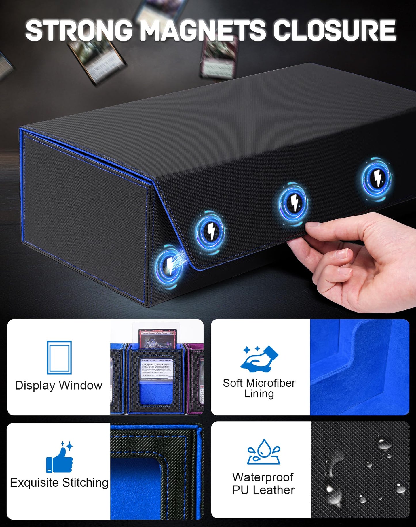 ZLCA MTG Deck Storage Box 5-in-1 | Large Case + 4 Commander Boxes, Magnetic Closure