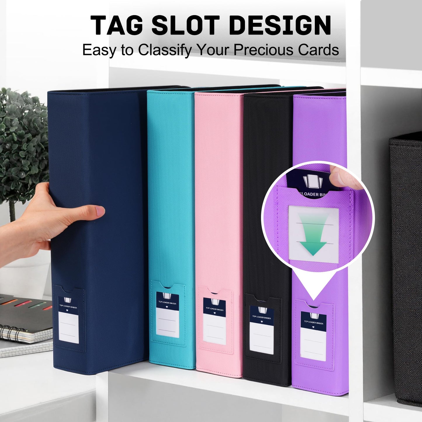 ZLCA Top Loader Binder - 9 Pocket, Holds 324 Cards, Includes 20 Top Loaders (Blue)