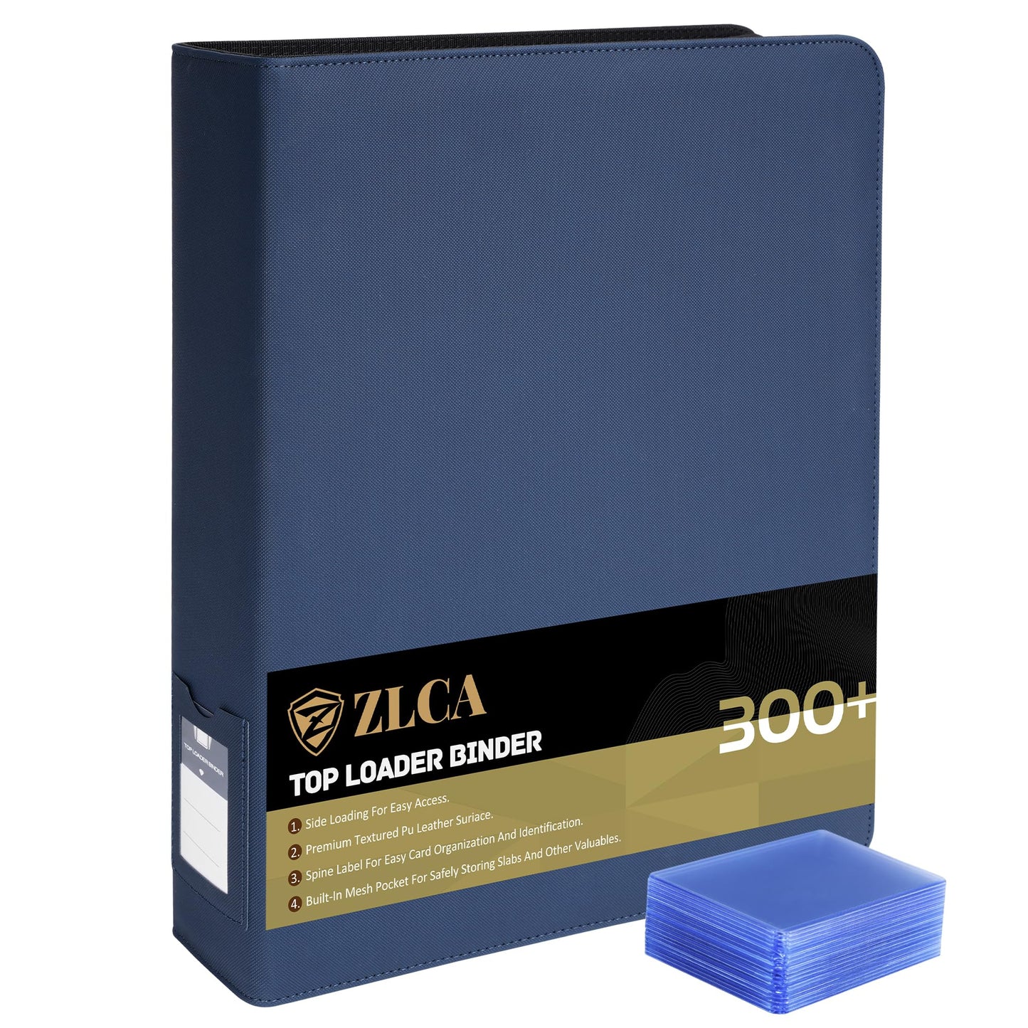 ZLCA Top Loader Binder - 9 Pocket, Holds 324 Cards, Includes 20 Top Loaders (Blue)