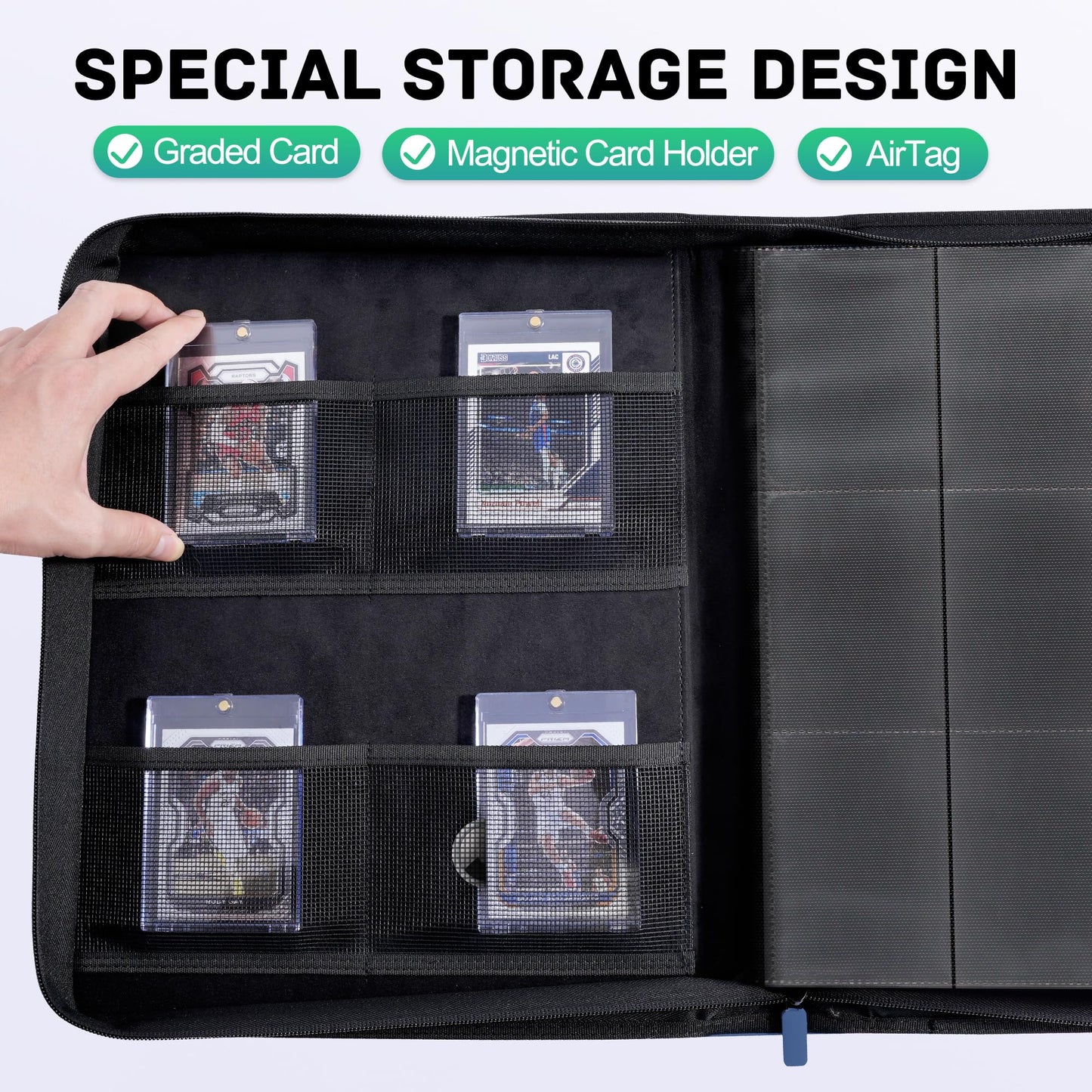 ZLCA Top Loader Binder - 9 Pocket, Holds 324 Cards, Includes 20 Top Loaders (Blue)